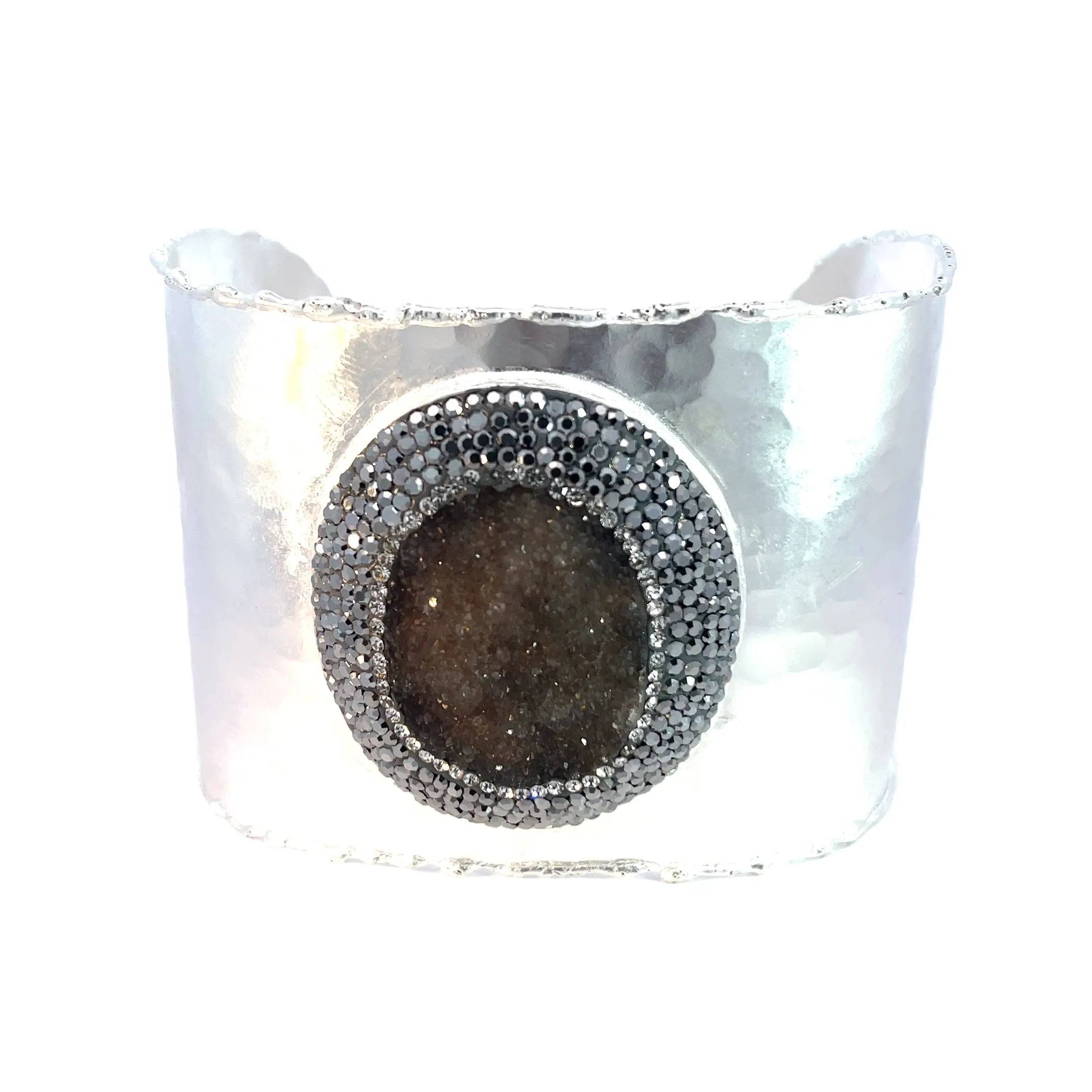 Gemstone Silver Adjustable Statement Cuff Bracelet