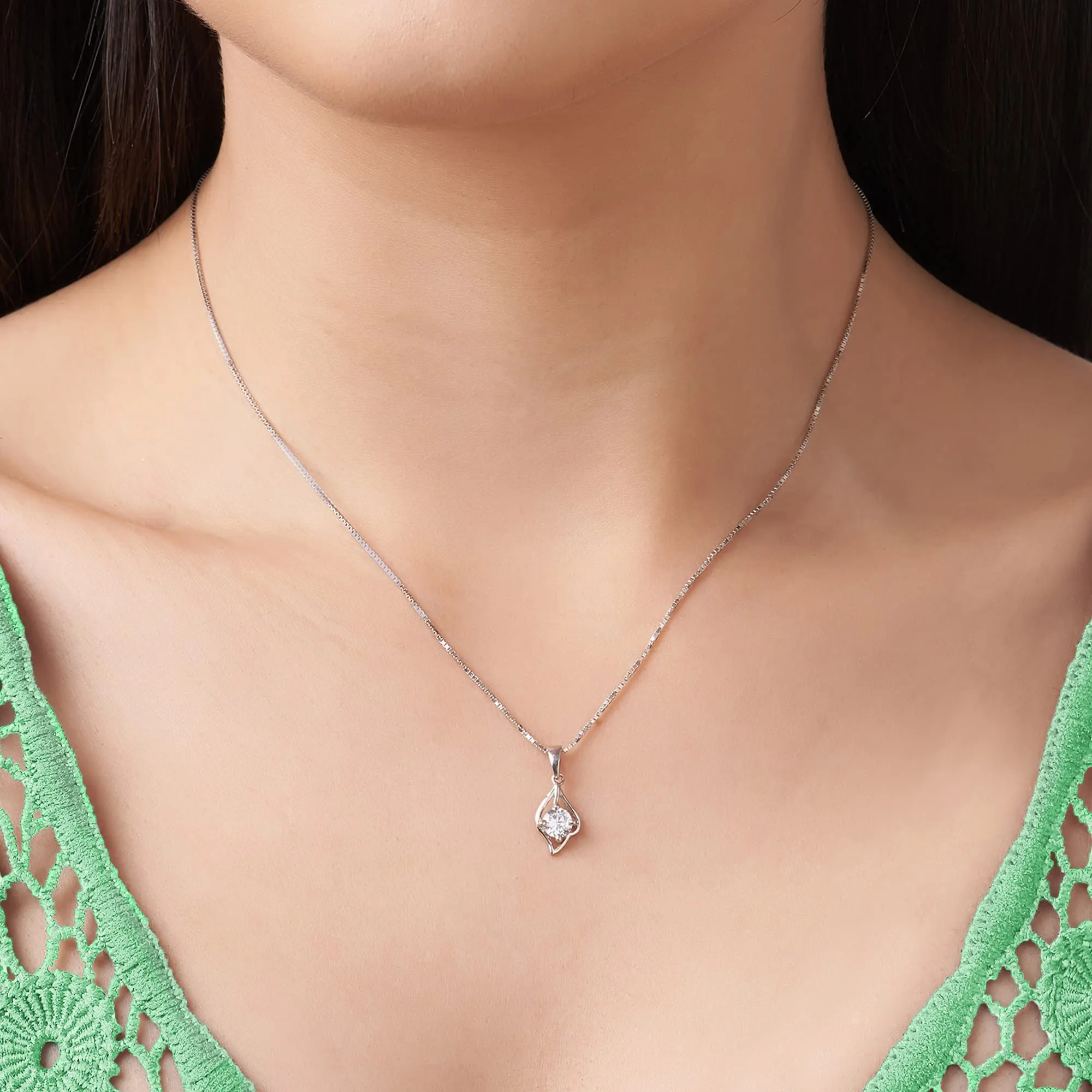 GIVA 925 Sterling Silver Anushka Sharma Falling Dew Necklace with Box Chain |Gifts for Girlfriend, Gifts for Women & Girls| With Certificate of Authenticity and 925 Stamp | 6 Month Warranty*