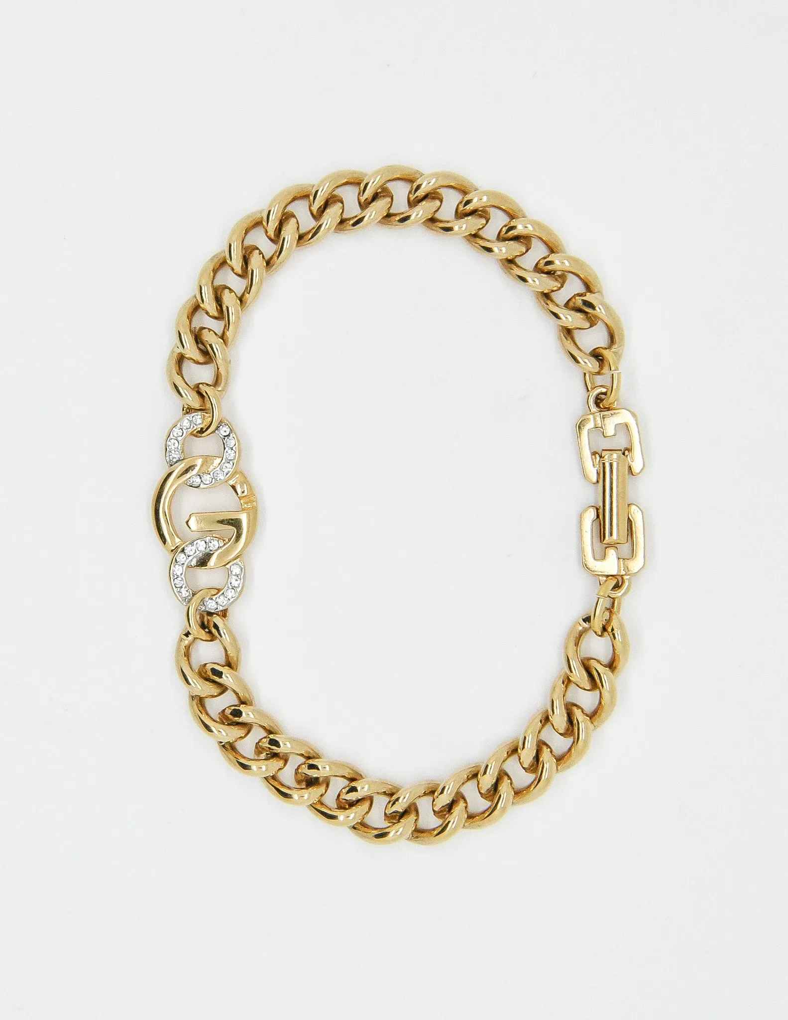 Givenchy Vintage Gold Chain Link Logo Bracelet