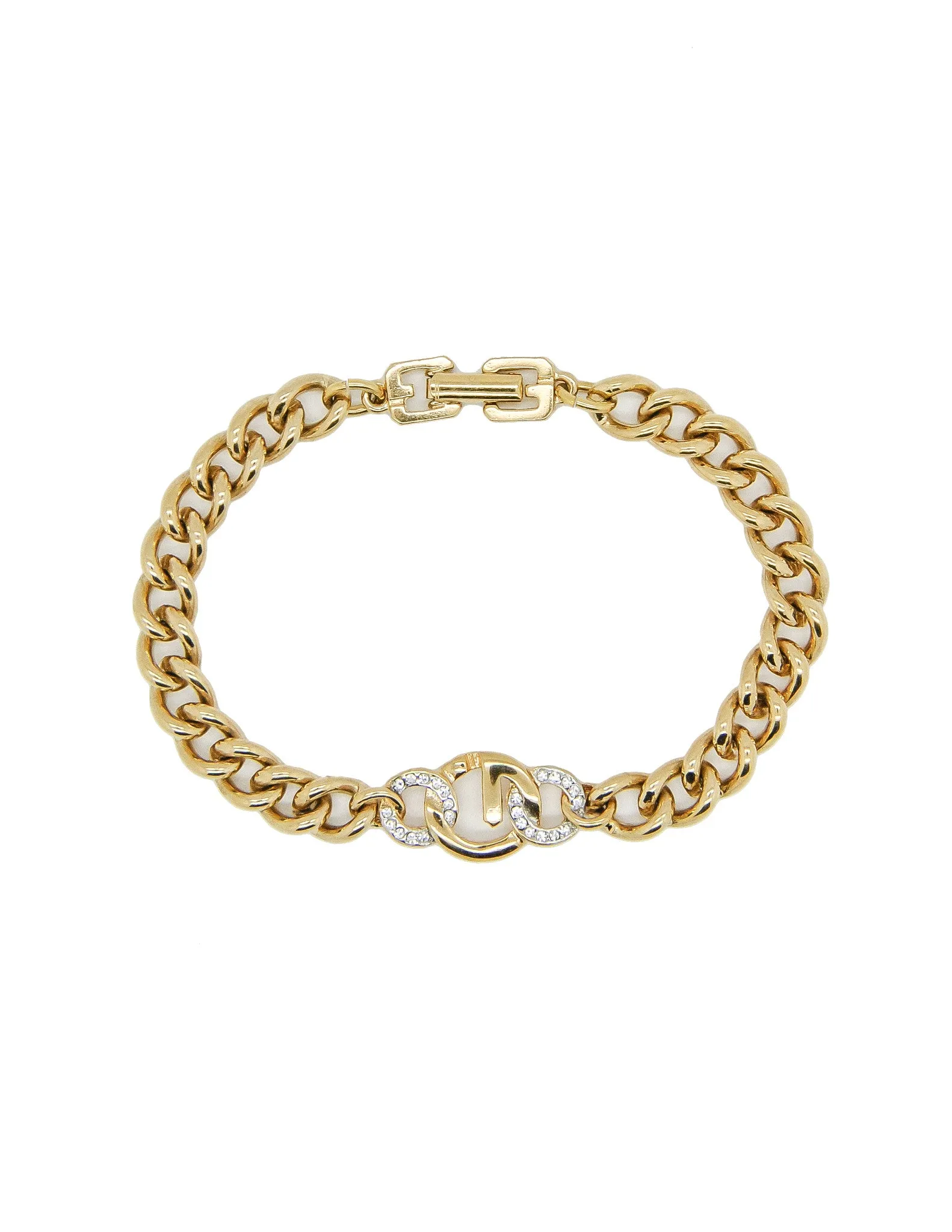 Givenchy Vintage Gold Chain Link Logo Bracelet