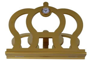 Gold Crown Shaped Table Top Shtender with Clock