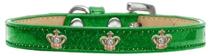 Gold Crown Widget Dog Collar Emerald Green Ice Cream Size 16