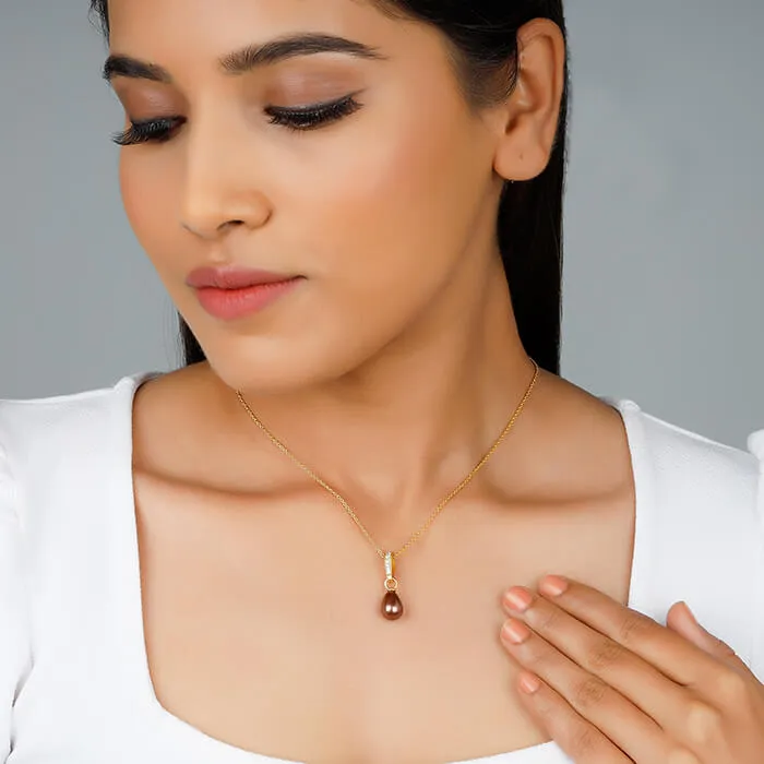 Golden Shining Drop Pendant with Link Chain