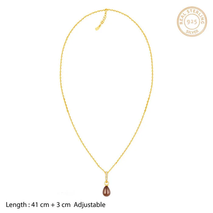 Golden Shining Drop Pendant with Link Chain