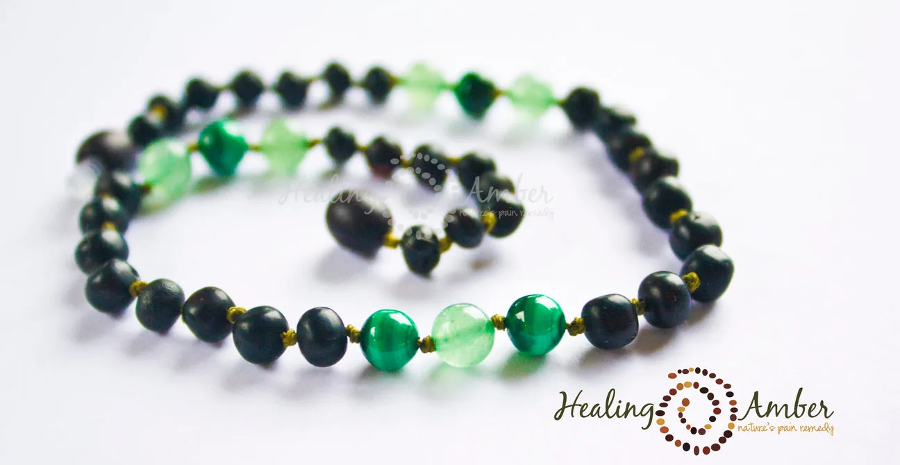 Healing Amber & Gem Necklace - 11"