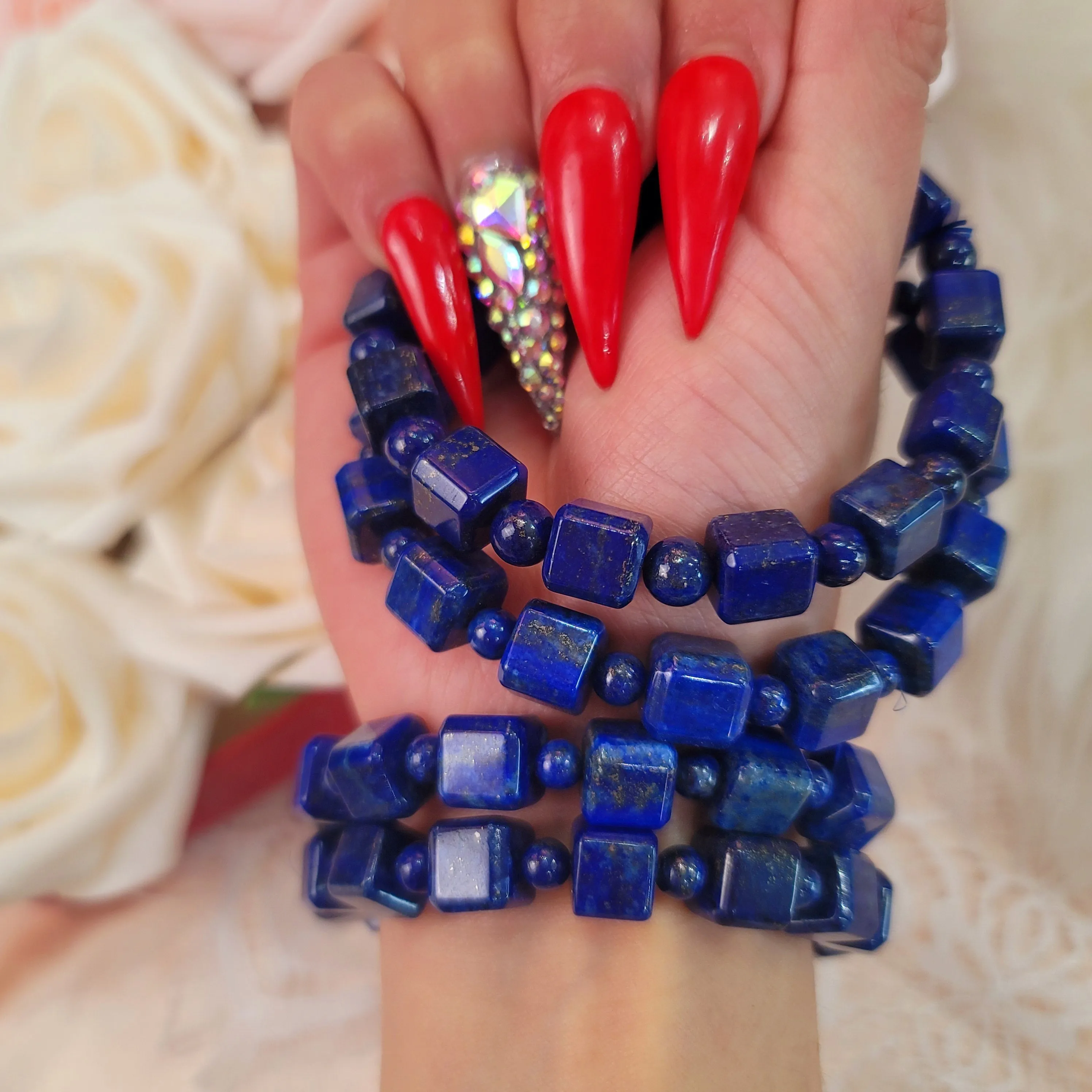Lapis Lazuli Cube Bracelet for Confidence, Intuition and Power