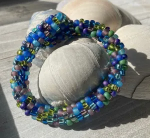 Large seed bead crocheted bracelet