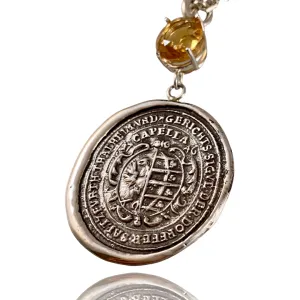 Large Shield Medallion & Citrine Necklace