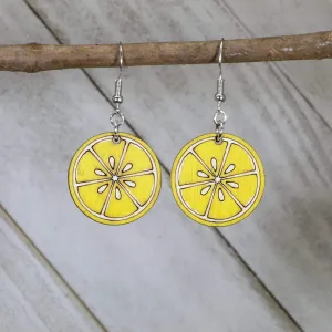 Lemon Slice Wooden Dangle Earrings by Cate's Concepts, LLC