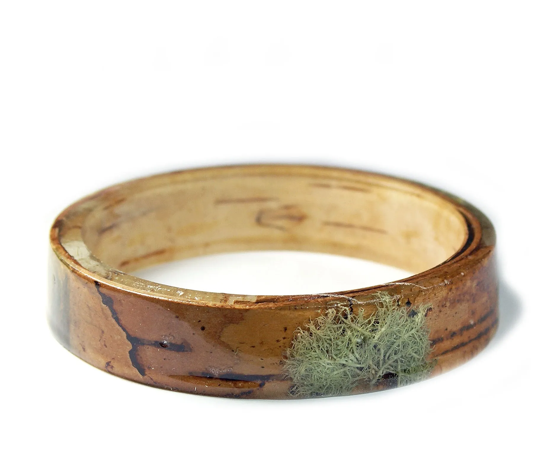 Lichen and Bark Resin Bracelet