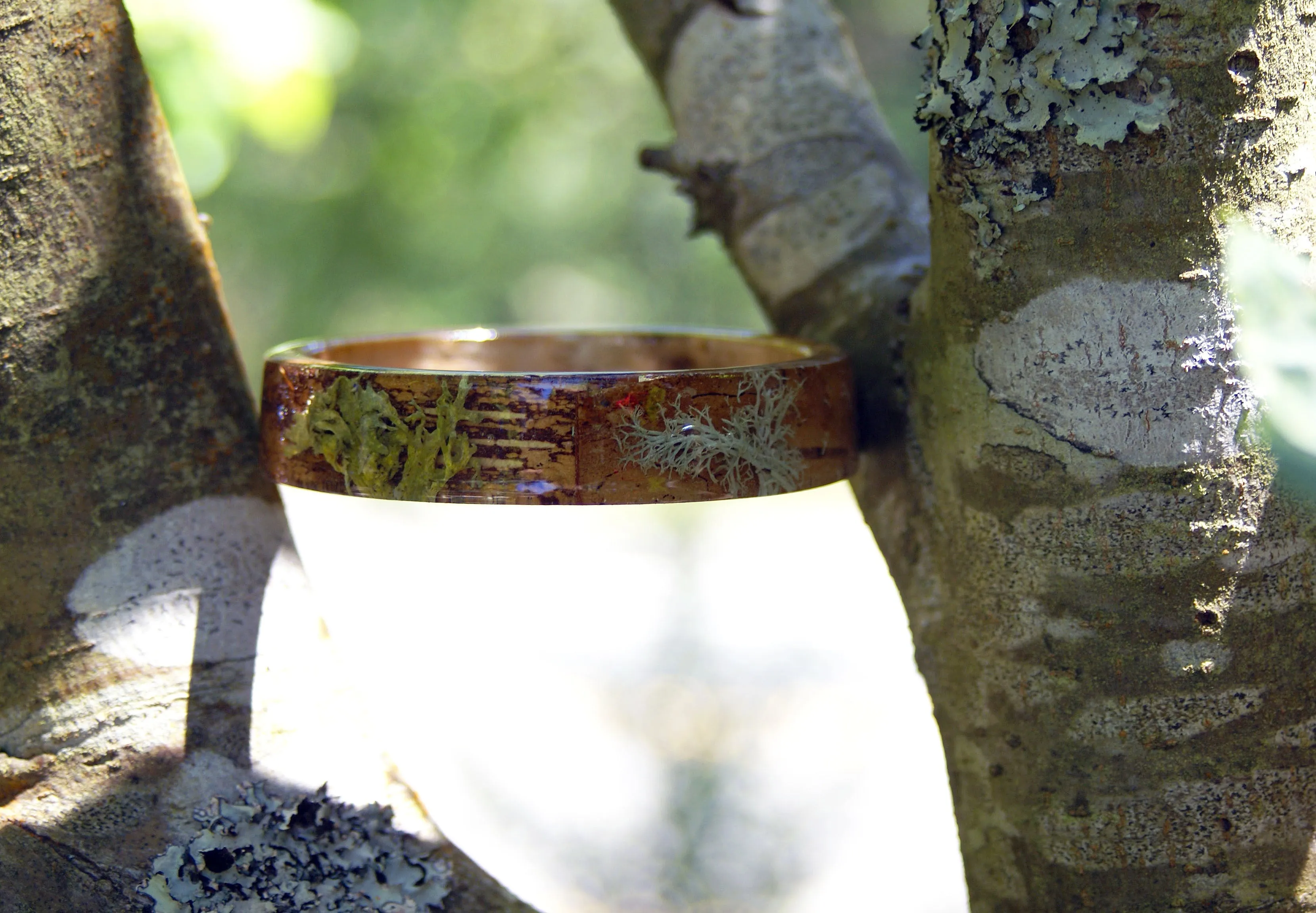 Lichen and Bark Resin Bracelet