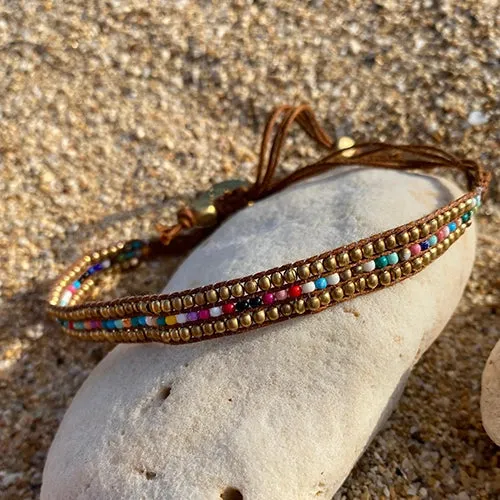 Love Is Project Bracelet: Skinny Gold Rainbow Darjeeling
