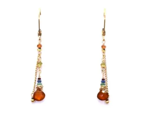 Madiera Citrine, Lapis, & Anthracite Earrings