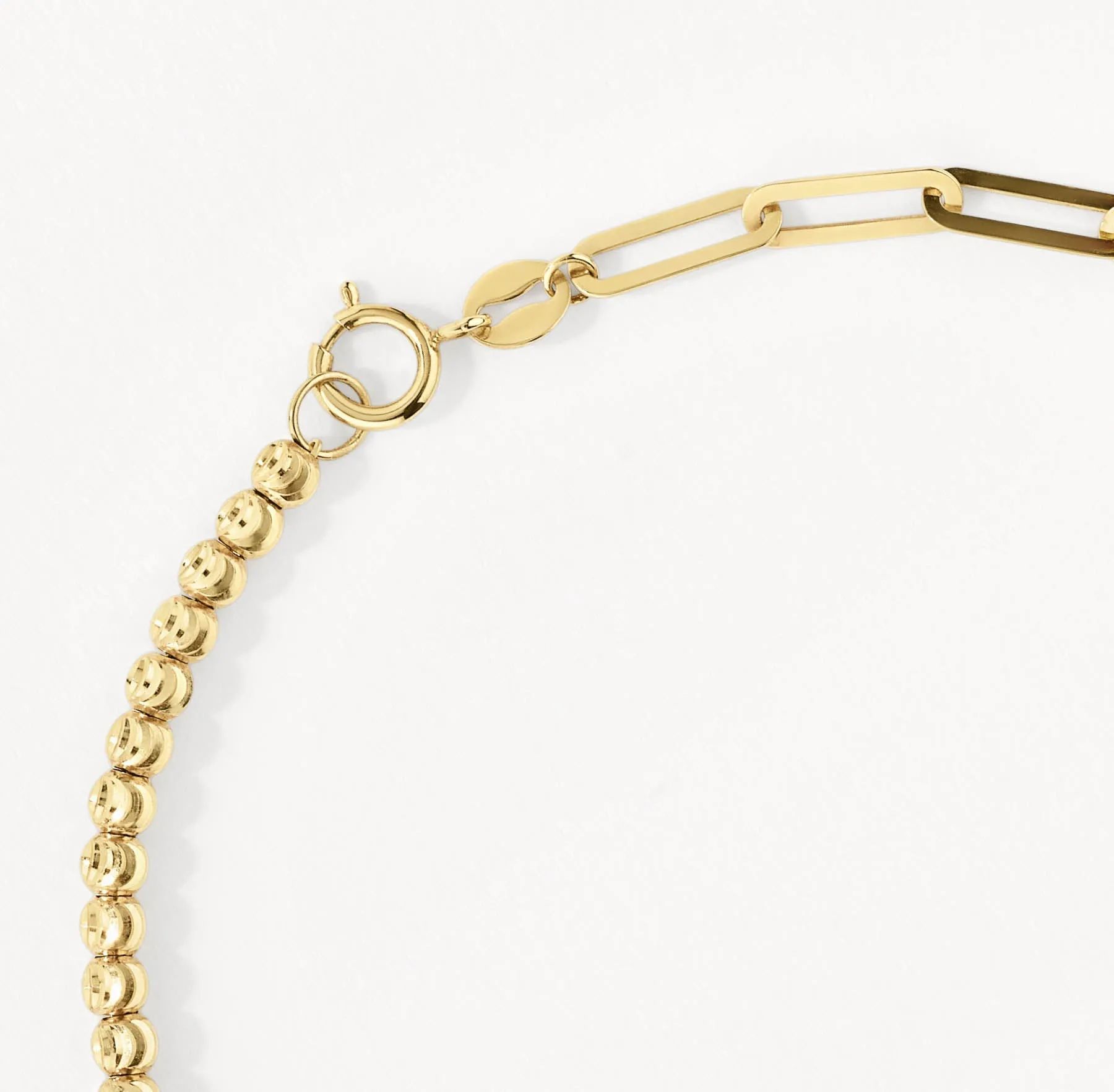 Micro Beaded Half Paperclip Chain Bracelet in 10k Gold