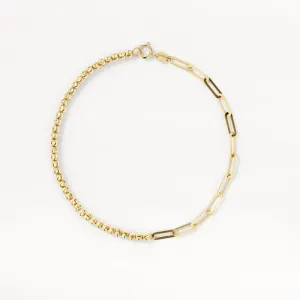 Micro Beaded Half Paperclip Chain Bracelet in 10k Gold