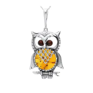 MILENA necklace Silver and Amber Owl