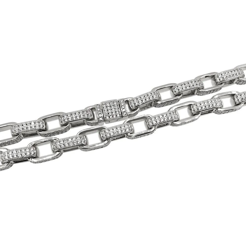 Moissanite Venetian Box Iced Out Chain .925 Sterling Silver