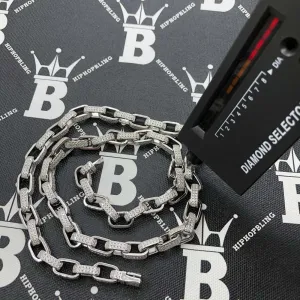 Moissanite Venetian Box Iced Out Chain .925 Sterling Silver