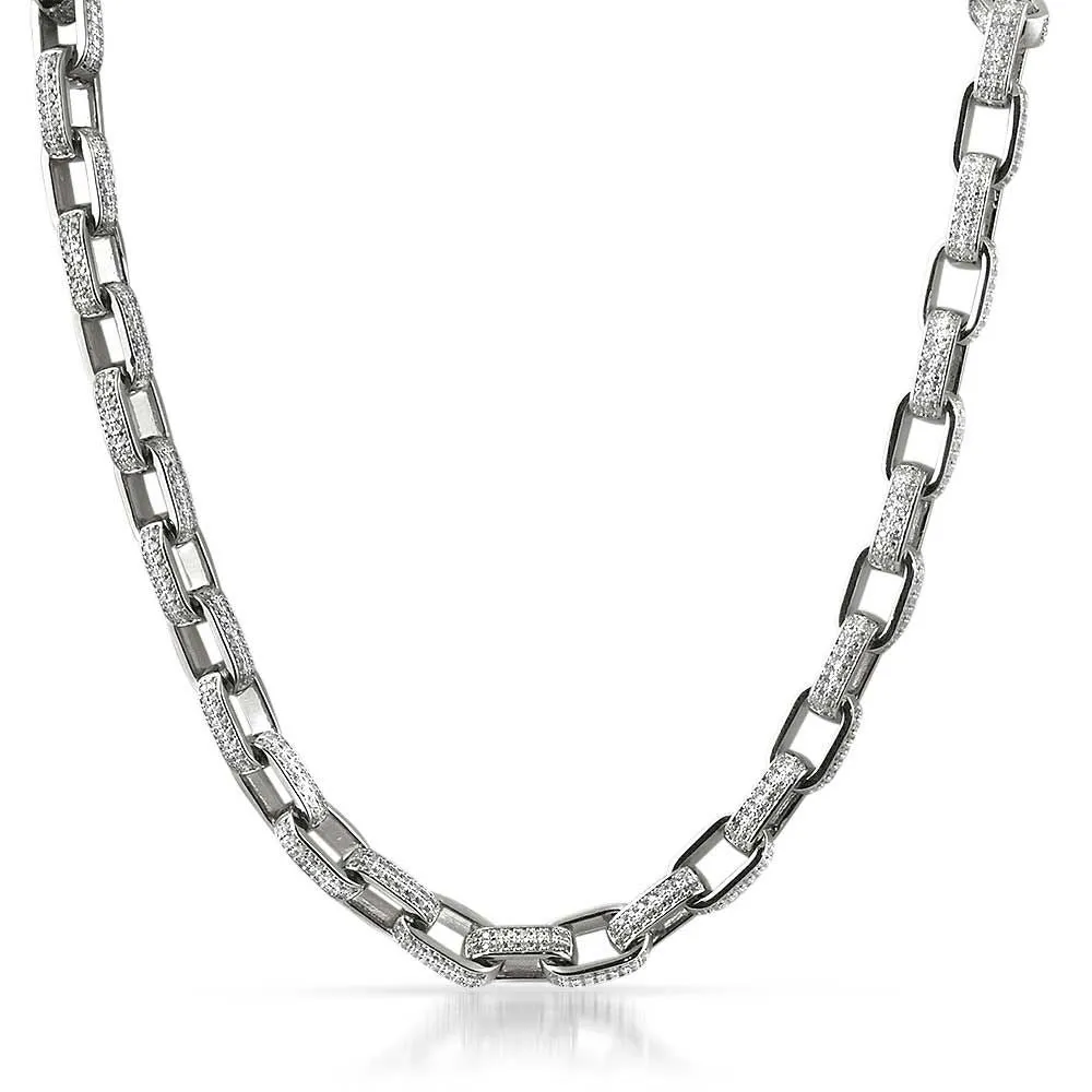 Moissanite Venetian Box Iced Out Chain .925 Sterling Silver