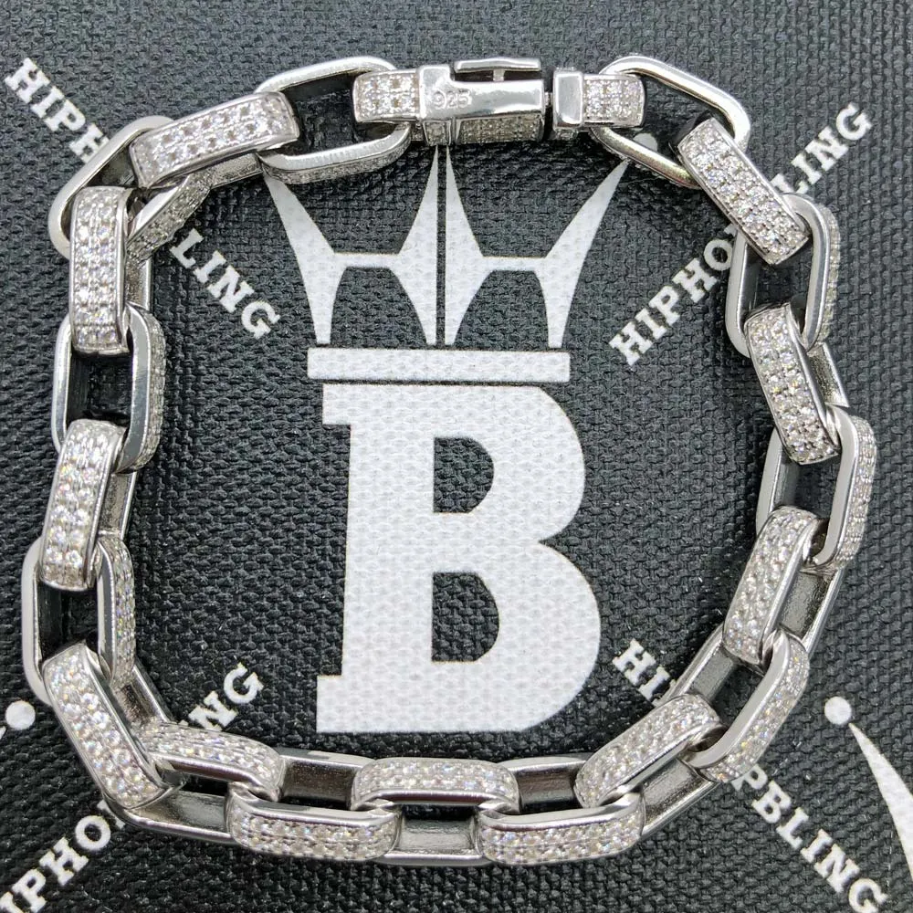 Moissanite Venetian Box Iced Out Chain .925 Sterling Silver