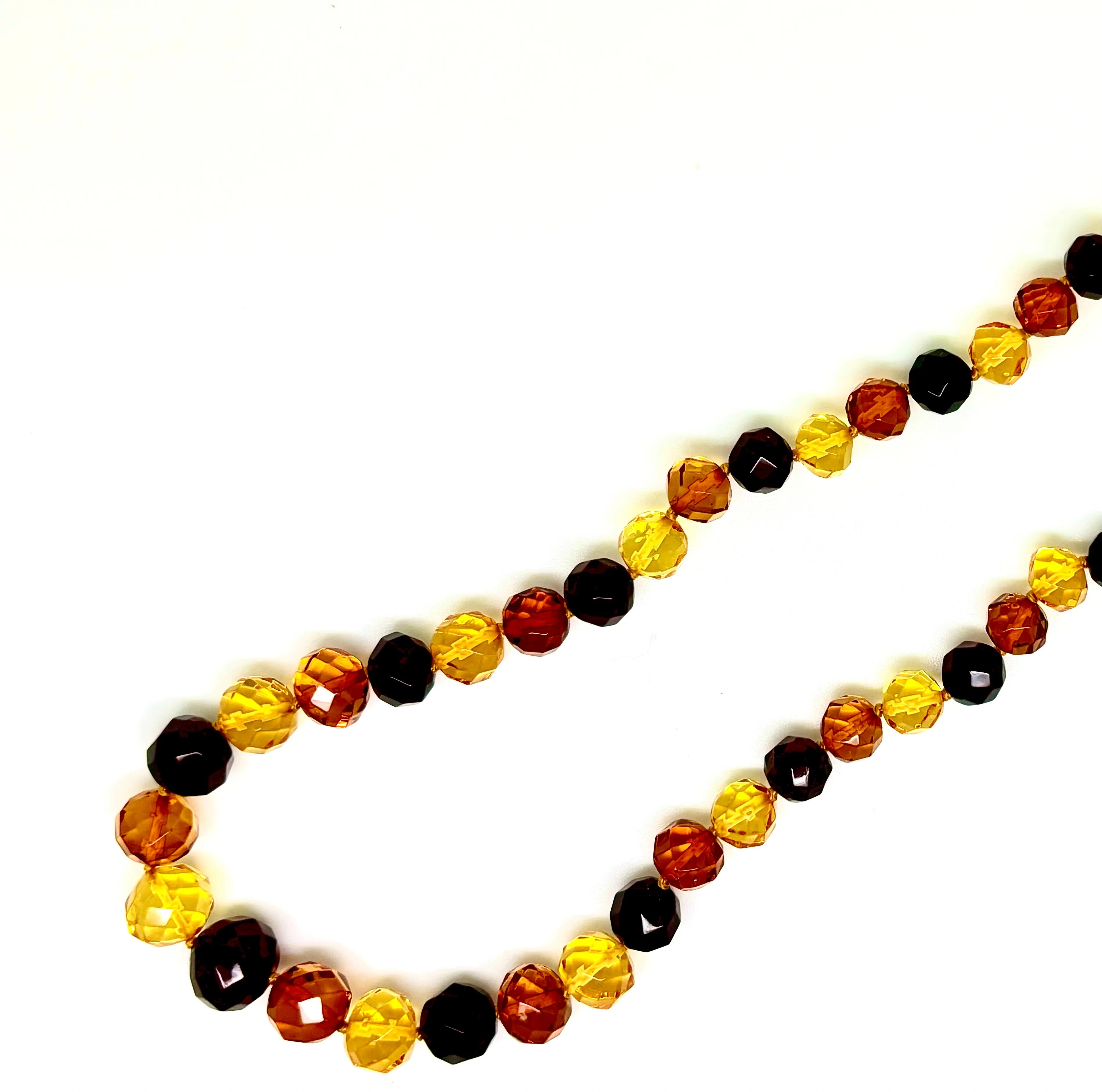 Multi Color Handmade Faceted Baltic Amber Bead Necklace