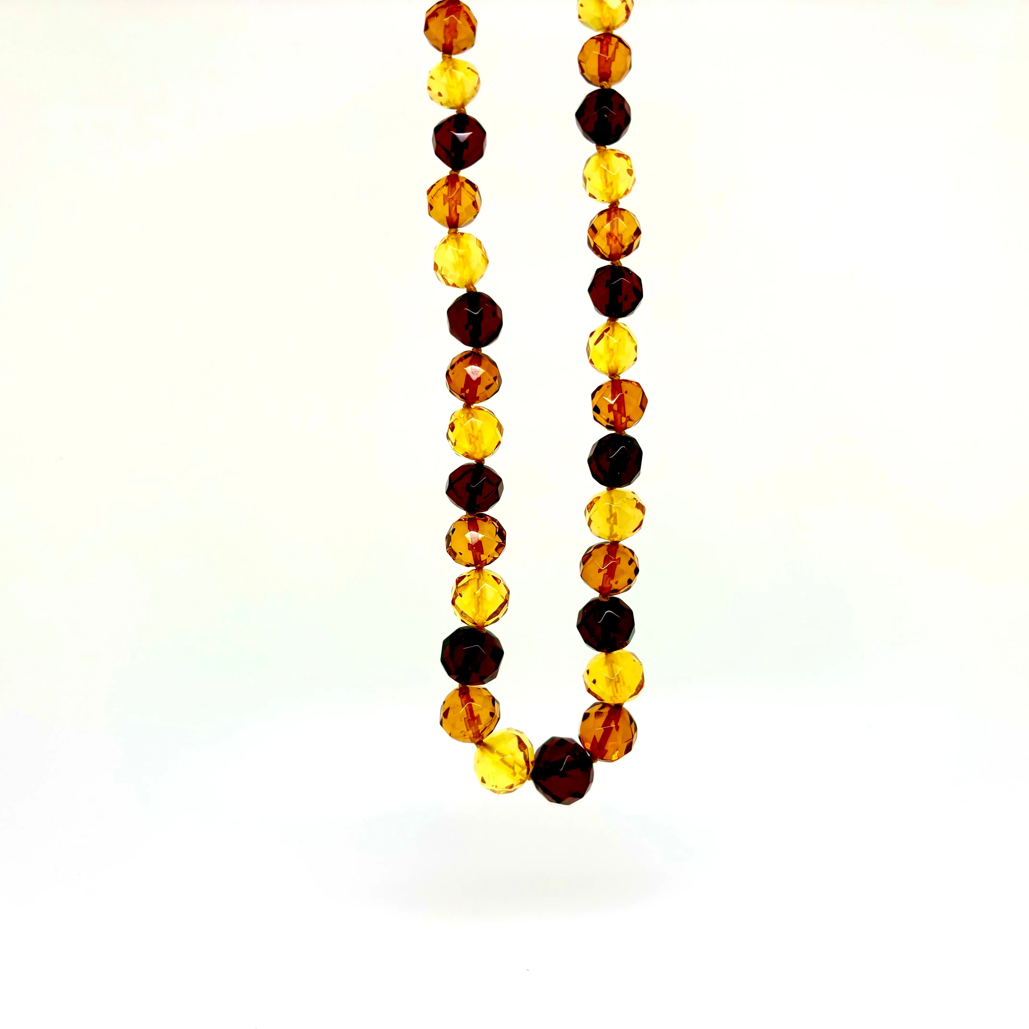 Multi Color Handmade Faceted Baltic Amber Bead Necklace