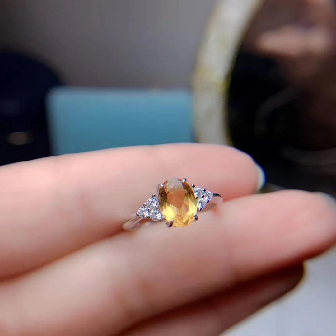 Natural Citrine Inlaid Rings Pendants Two-piece