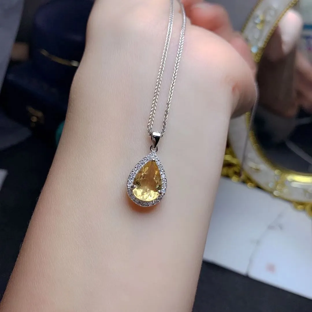 Natural Citrine Inlaid Rings Pendants Two-piece
