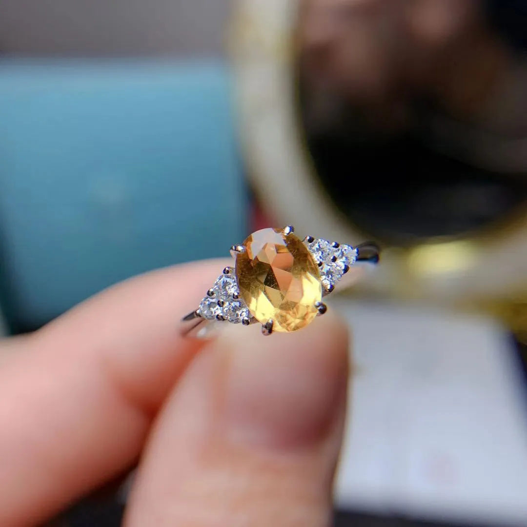 Natural Citrine Inlaid Rings Pendants Two-piece