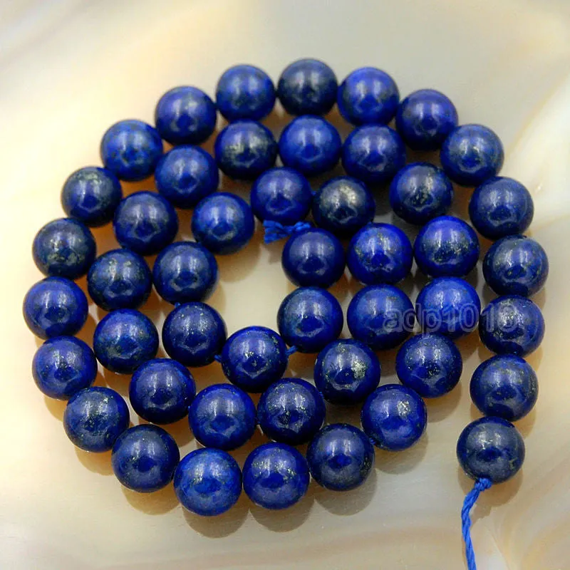 Natural Color & Color Enhanced Lapis Lazuli Round Loose Beads on a 15.5" Strand
