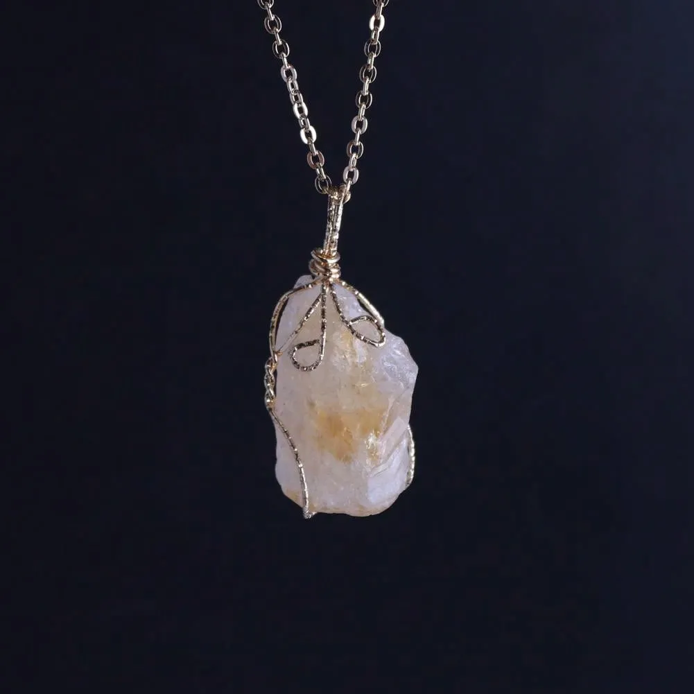 Natural Raw Stone Pendant Necklace