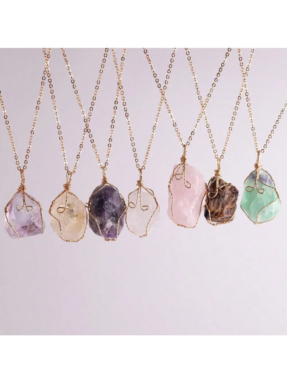 Natural Raw Stone Pendant Necklace