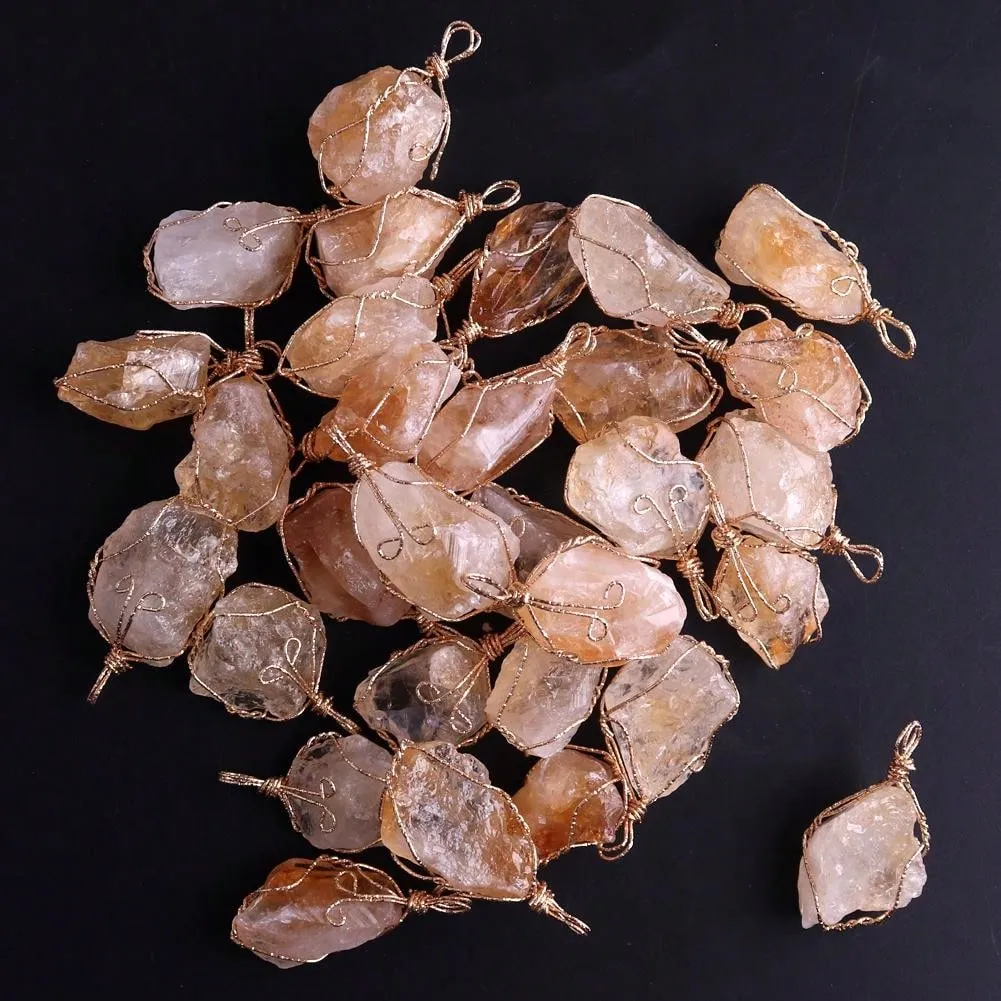 Natural Raw Stone Pendant Necklace