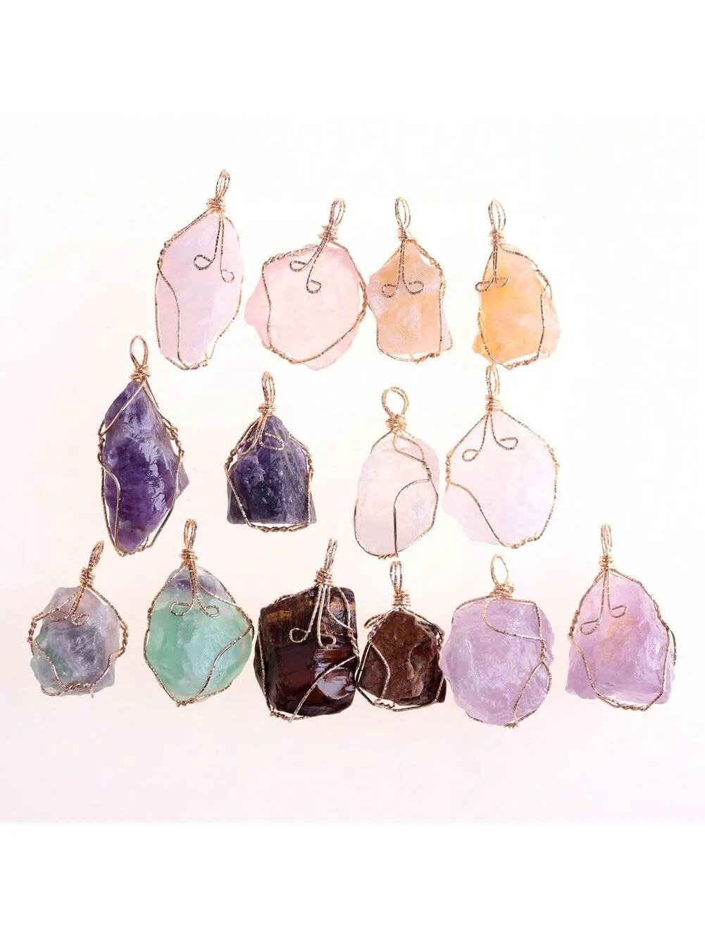 Natural Raw Stone Pendant Necklace