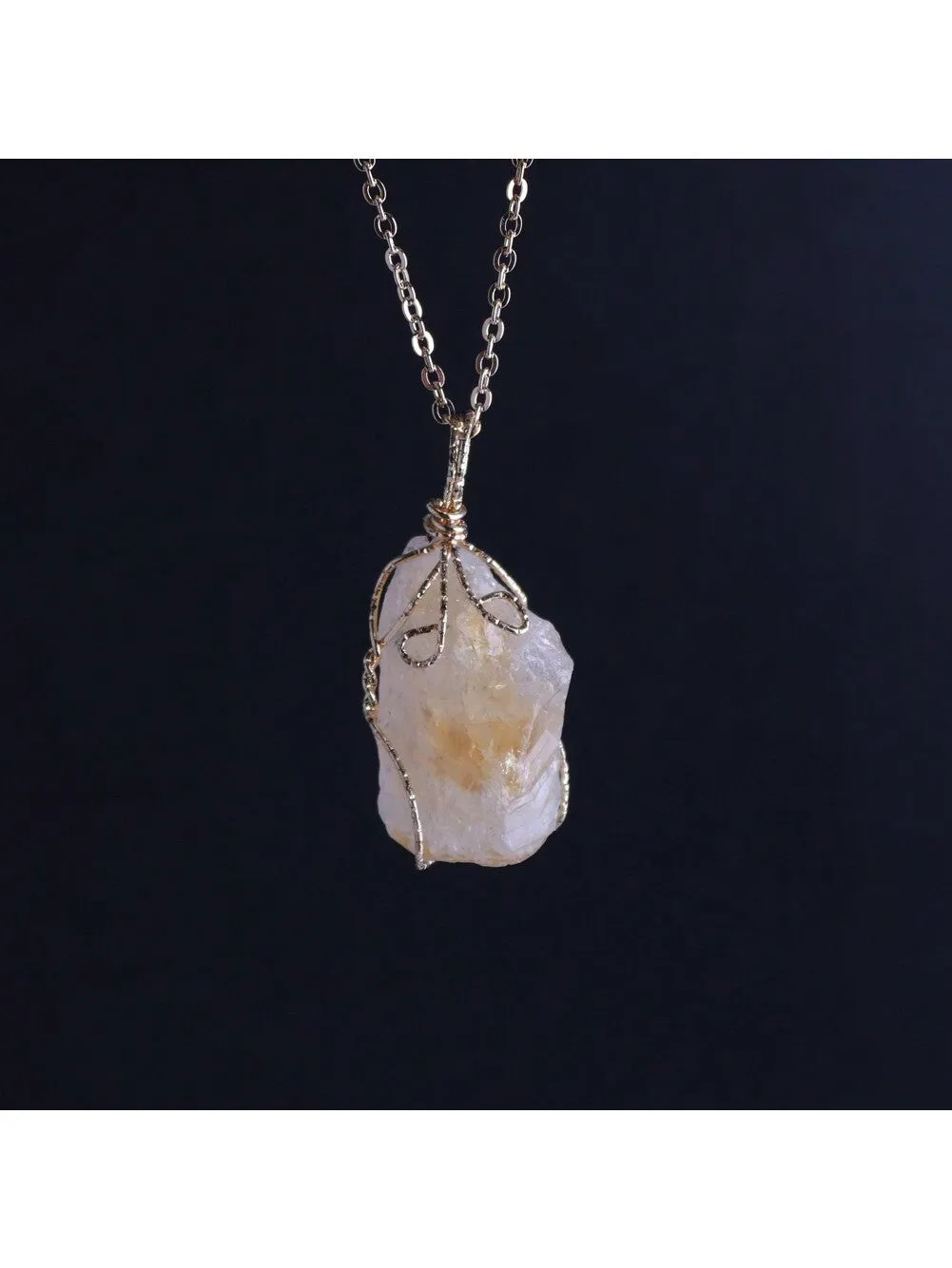 Natural Raw Stone Pendant Necklace