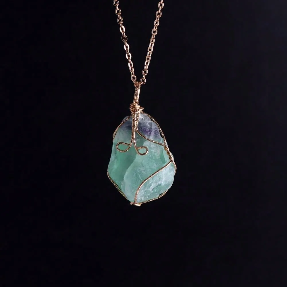 Natural Raw Stone Pendant Necklace