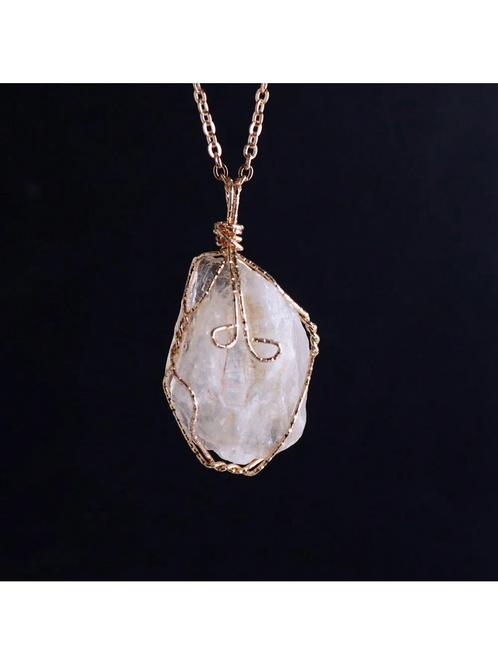 Natural Raw Stone Pendant Necklace