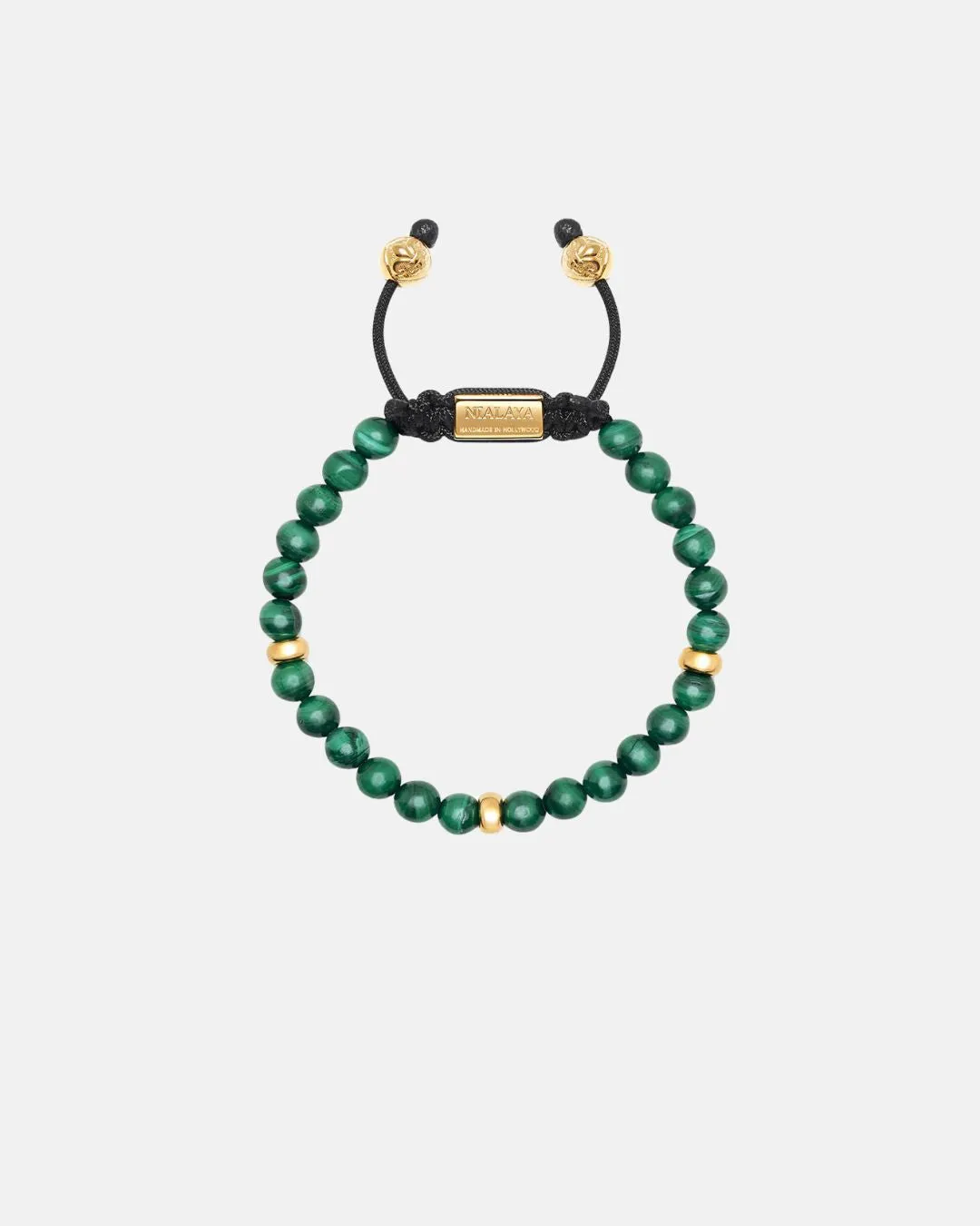 Nialaya Men's Beaded Bracelet With Malachite And Gold