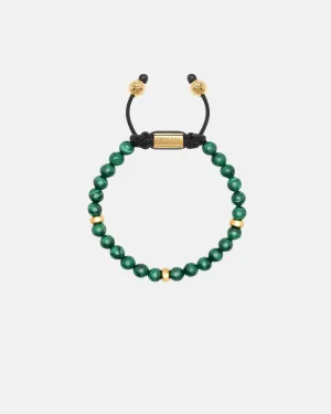 Nialaya Men's Beaded Bracelet With Malachite And Gold