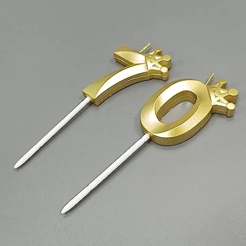 Number 70 Birthday Candle 3D Crown Designed 70th Cake Topper Decorations for Seventy Year Old Happy Birthday Candles Anniversaries (Crown-70, Gold)