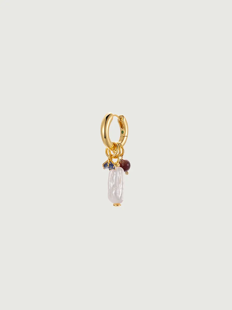 Pearl Drop Sapphire Hoop Earrings