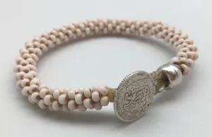 Peyote Bird Silver Dime White Bead Friendship Bracelet