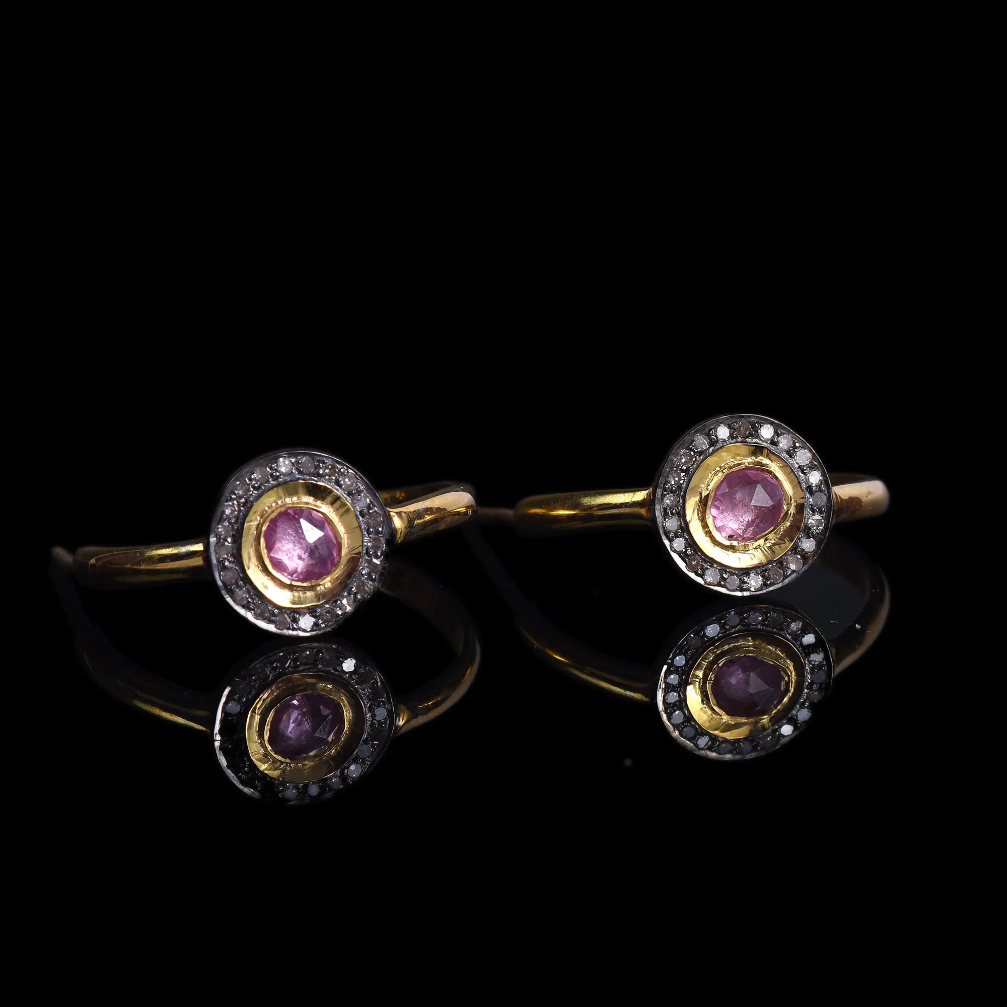 Pink Sapphire & Diamond Hoops