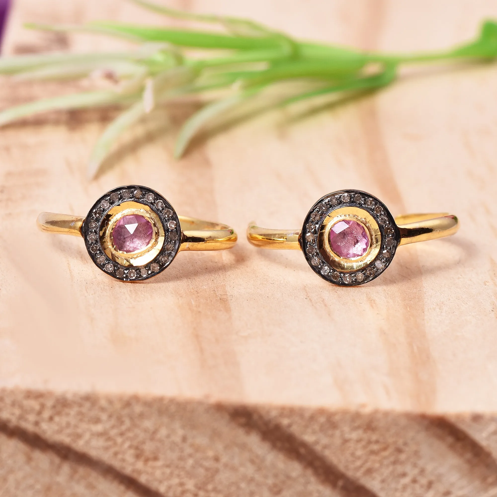 Pink Sapphire & Diamond Hoops