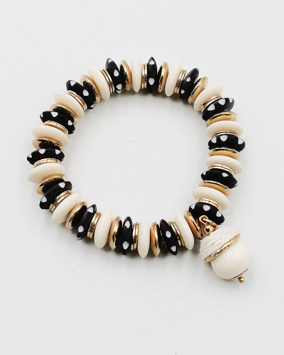 Polka-Dot Rondell Stretch Bracelet