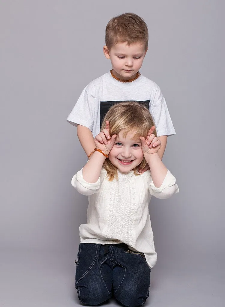Premium Raw Baltic Amber Necklace & Bracelet For Children / Extra Safe