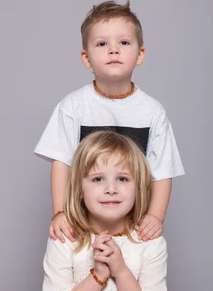 Premium Raw Baltic Amber Necklace & Bracelet For Children / Extra Safe