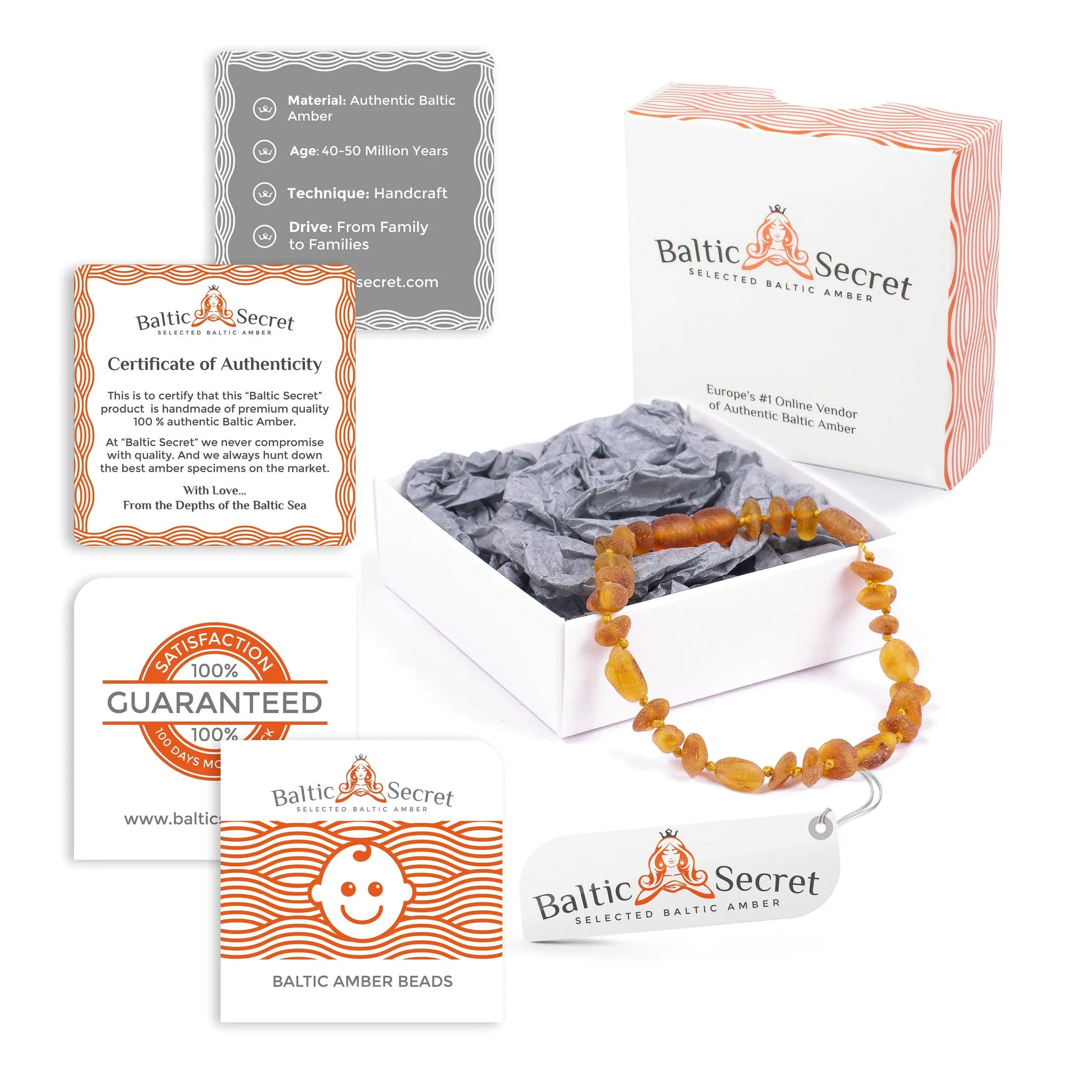 Premium Raw Baltic Amber Necklace & Bracelet For Children / Extra Safe