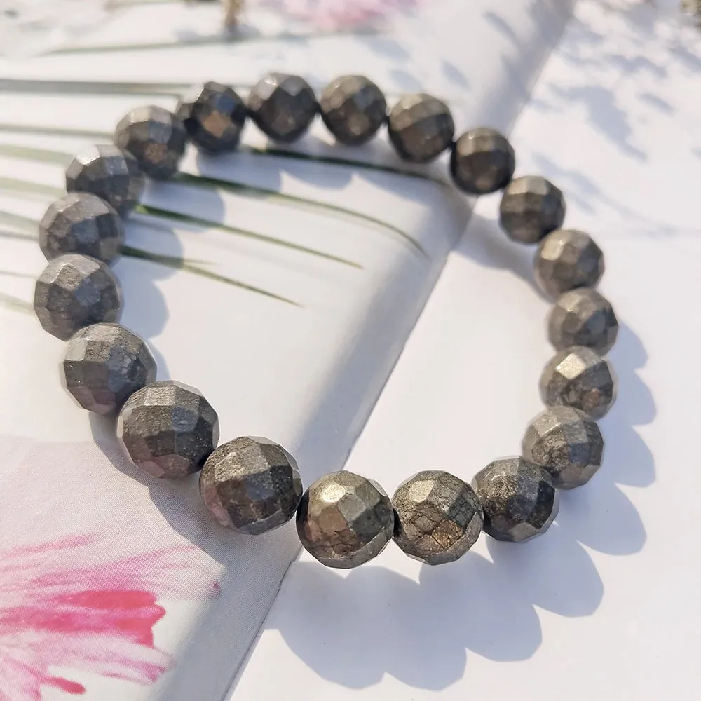 Pyrite Facetted Beaded Bracelet
