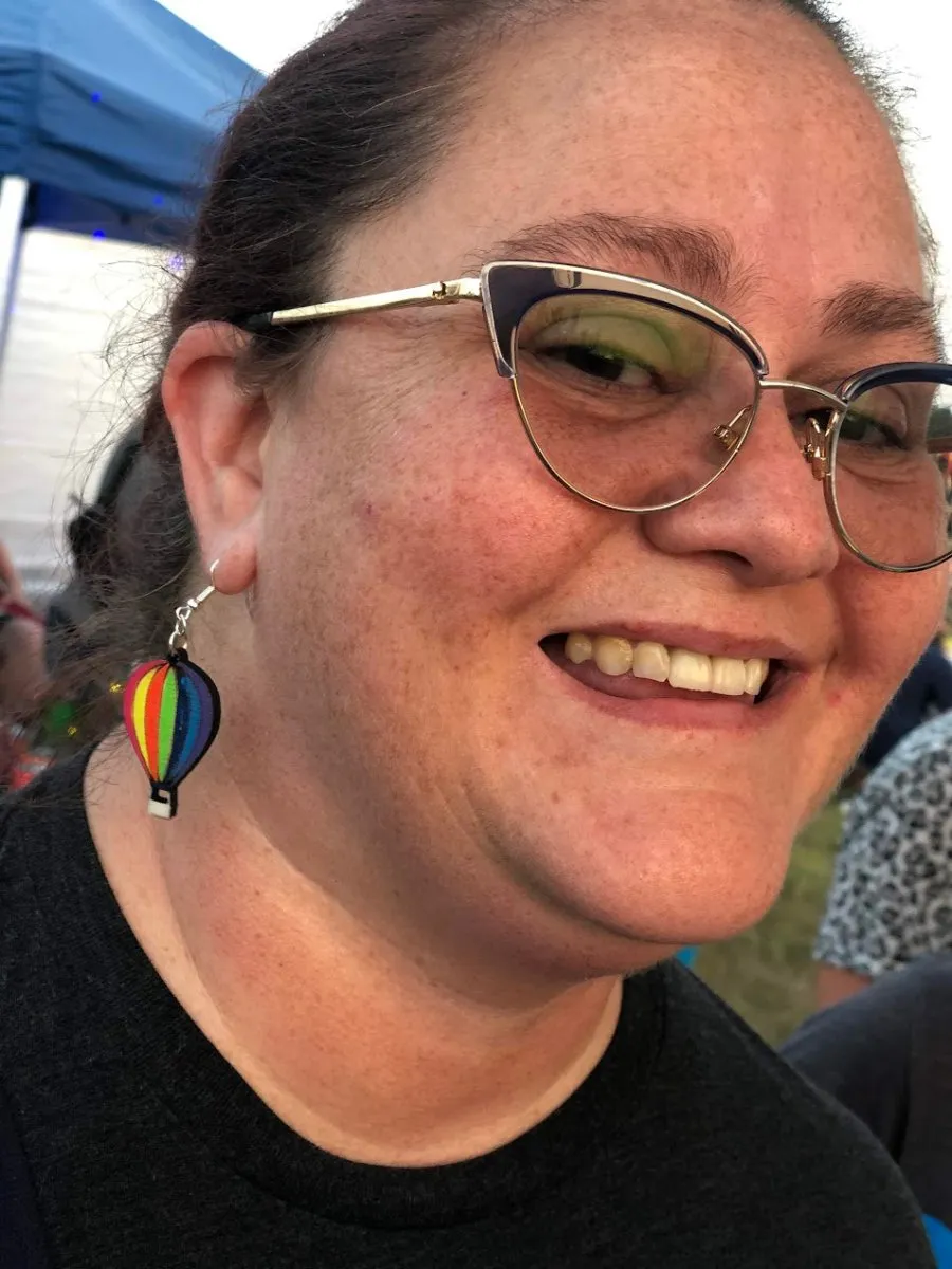 Rainbow Hot Air Balloon Dangle Earrings by Cate's Concepts, LLC